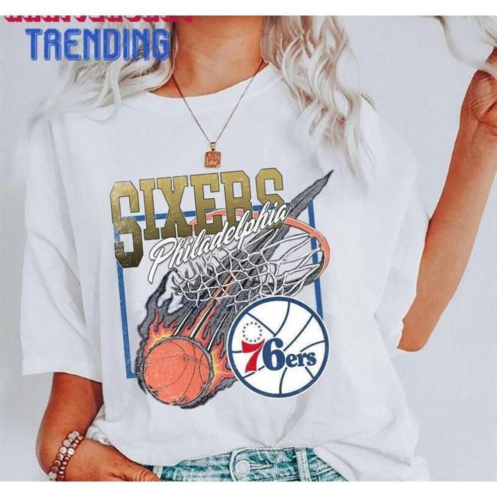 Philadelphia 76Ers Logo Tshirt Sixers Basketball Team Shirt Mlb Tee Tshirt
